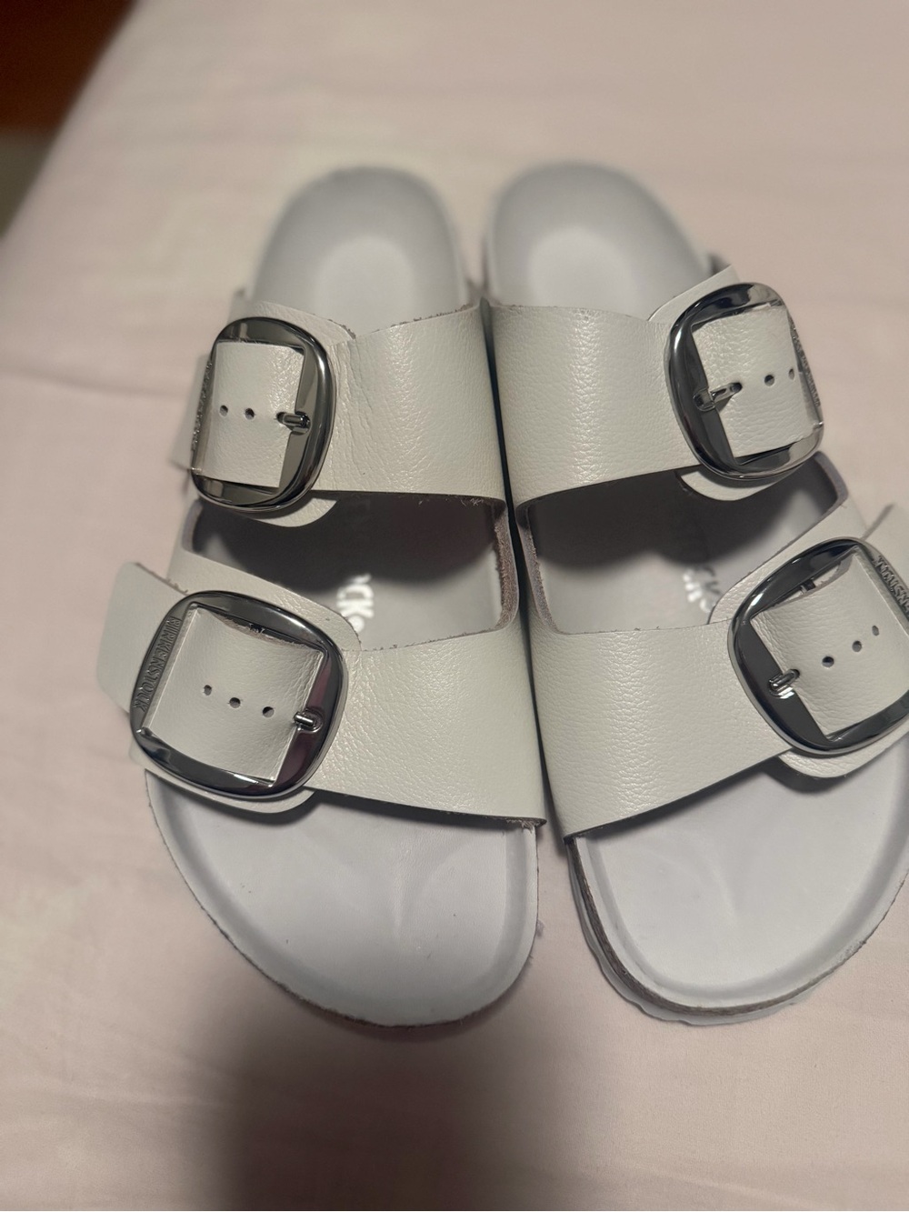 Birkenstock Arizona Big Buckle Sandal - White with Silver Buckles - Picture 2 of 5